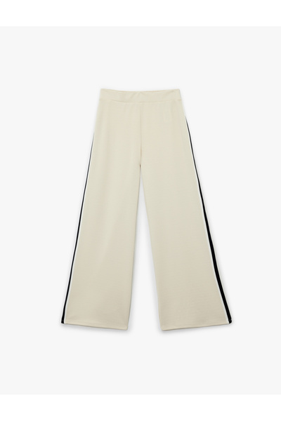 Koton Raised Modal Fabric Wide Leg Sweatpants with Stripe Detail on the Sides