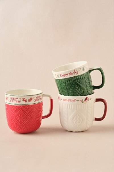 Karaca New Year Hope and Joy 3-Person Mug Set 340 ml