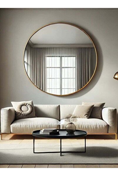 ESMART 80cm Round makeup mirror with a golden frame,amakeup mirror suitable f...