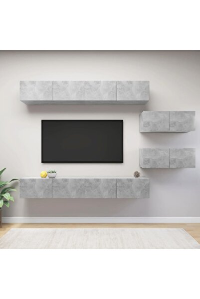 vidaxl 6 Piece TV Cabinet Set Concrete Grey Engineered Wood