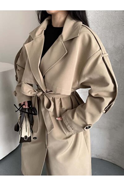 Moda İkra Trench Coat Belted Buttoned Stylish Comfortable Casual Combination Spring Autumn Trench Coat
