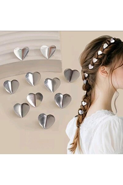 REBORN DESIGN Heart Model Silver Color 10Pcs Metal Charm Hair Ring