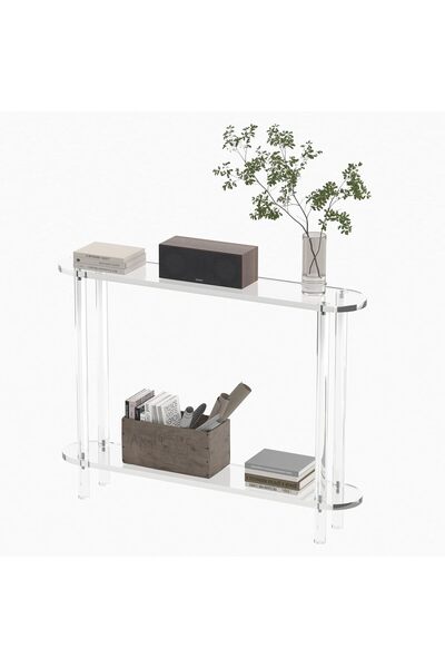 Slasa Acrylic Console Table, Narrow Entryway Table, 2-Tier Clear 80cm W x 19.3cm D x 76cm H