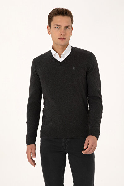 U.S. Polo Assn. Men's Anthracite Melange Basic Sweater 50313662-Vr081