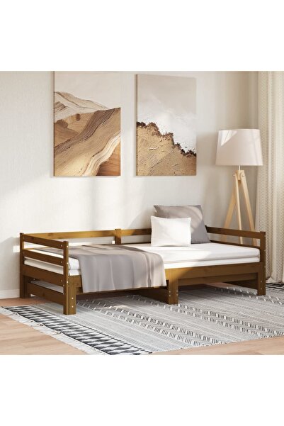 vidaxl Pull-out Day Bed without Mattress Honey Brown 2x(90x200)cm