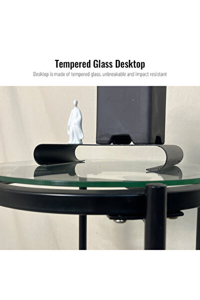 CHOIWIN 【2-Tier Tempered Glass Plant Stand & Side Table】 Sturdy Thickened Metal Frame Tall Storage Shelf