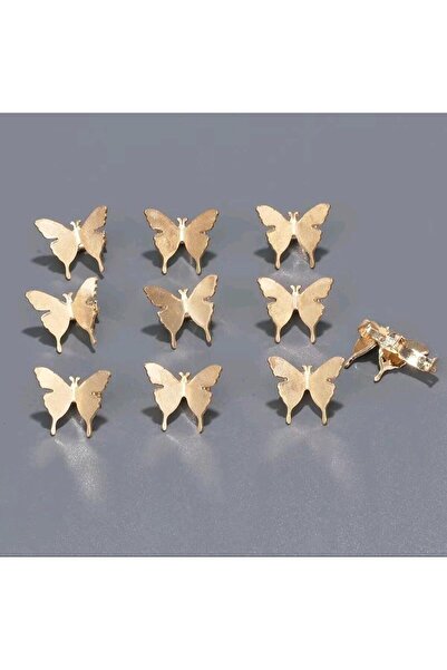 REBORN DESIGN Butterfly Model Gold Color 10-Piece Metal Charm Hair Ring