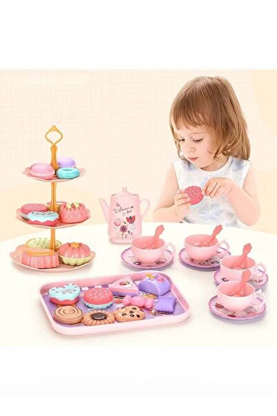 Saharaz Tea Set for Little Girls,Birthday Gift for Age 3+ Years Old,with Tin Tea Set,Desserts&Carrying Case