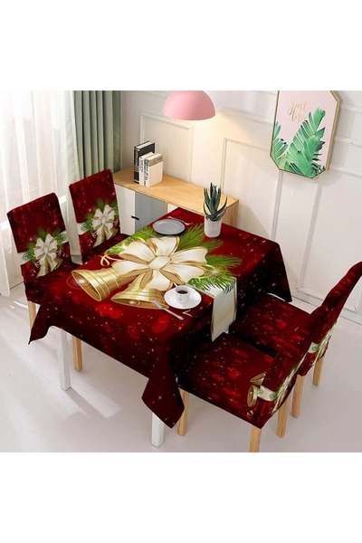 OEM Set Față de masă și 4 Huse pentru scaune, model Crăciun, poliester, 140 x 180 cm, 6220-43/45
