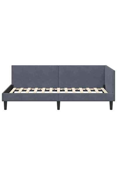vidaxl Corner Bed Frame with Headboard Dark Grey 90 cm x 200 cm Fabric