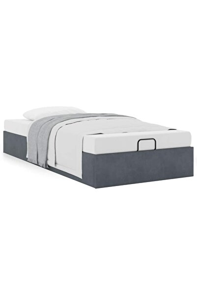 vidaxl Ottoman Bed Frame No Mattress Dark Grey 90x190 cm Velvet