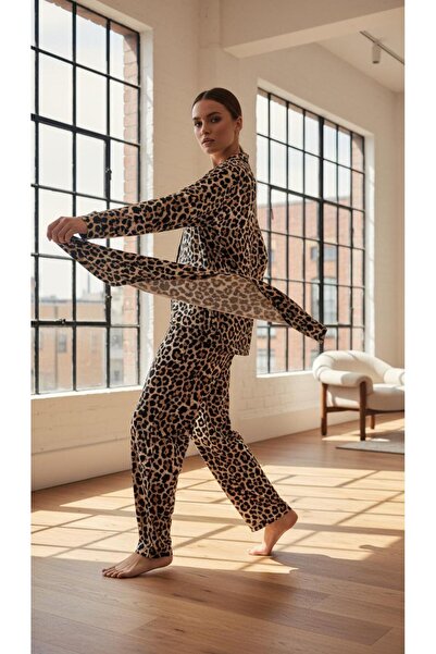 MİSS ELİZZA 5 Button Leopard Pajama Set