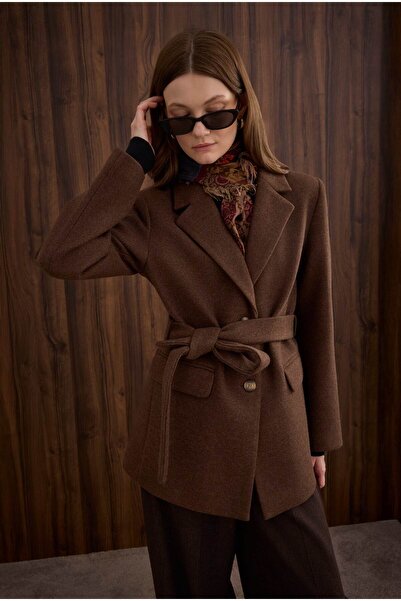HEQA Blazer Cashmere Coat Brown