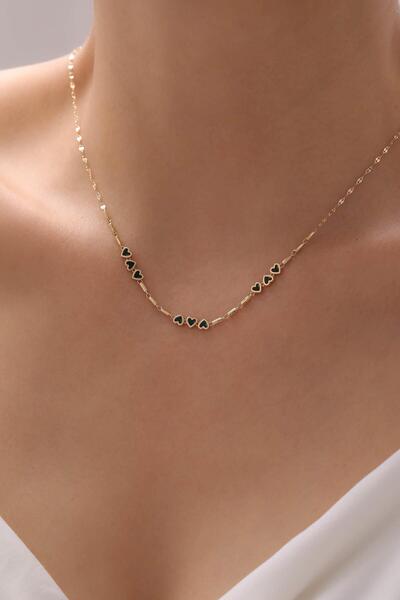 Tufanlar Kuyumculuk 14 Ayar Siyah-Beyaz Mineli Altın Kolye