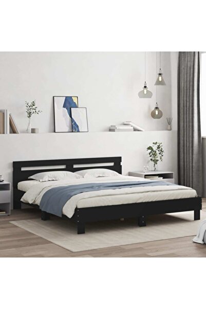 vidaxl Bed Frame without Mattress Black 180x200 cm Super King