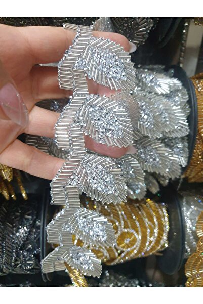 ESRA ŞELEM Iron-On Silver Color Leaf Model Decorative Strip Accessory
