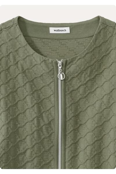 Org Marka Store Walbusch Embossed Diamond Pattern Open Collar Jacket with Ten Zippers