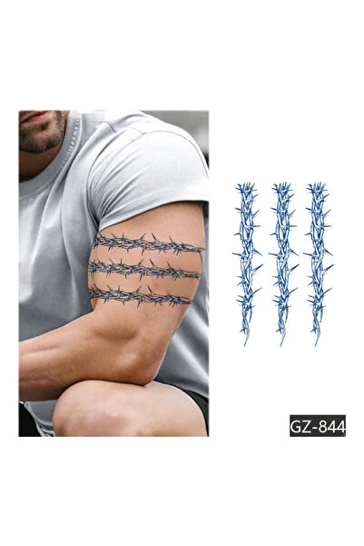 Tattoo 1 Ay Kalıcı Gerçekci Dikenli tel12 Saat Sonra Kararan Yapıştırma Geçic...