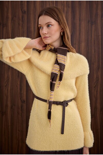 HEQA Collar Detailed Sweater Soft Yellow