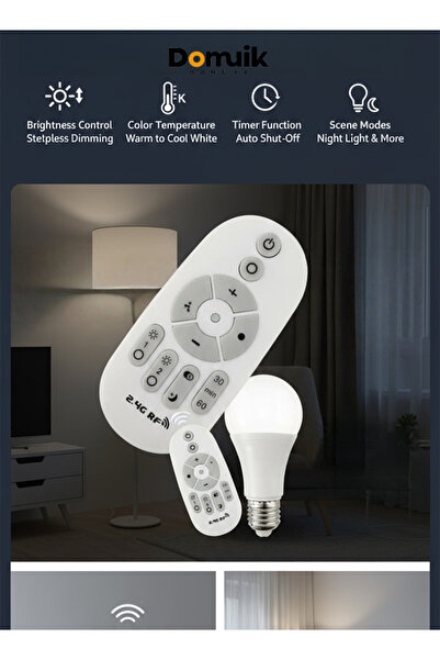 Domuik 12W LED Light Bulbs with Remote Control, Stepless Dimmable 3000K-6000K,E26 Base