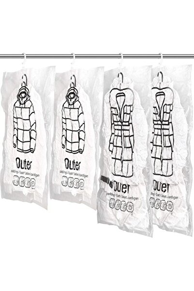 Arabest Hanging Vacuum Storage Bags Clothes Storage Bags 4 PCS Reusable Vacuu...