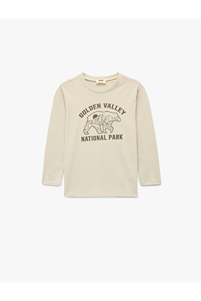 Koton Cotton Long Sleeve Crew Neck Printed T-Shirt