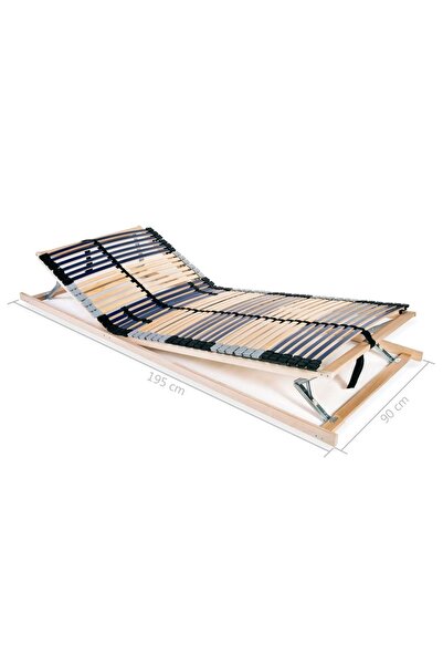 vidaxl Slatted Bed Base without Mattress with 42 Slats 7 Zones 90x200 cm