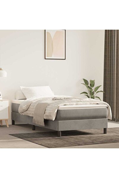 vidaxl Box Spring Bed Frame Light Grey 90x200 cm Velvet