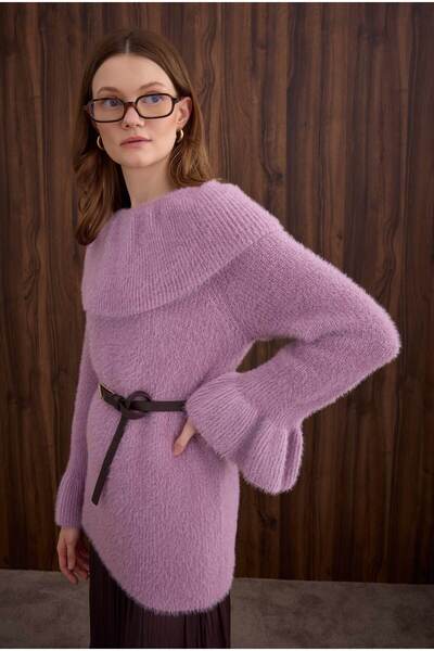 HEQA Collar Detailed Sweater Violet