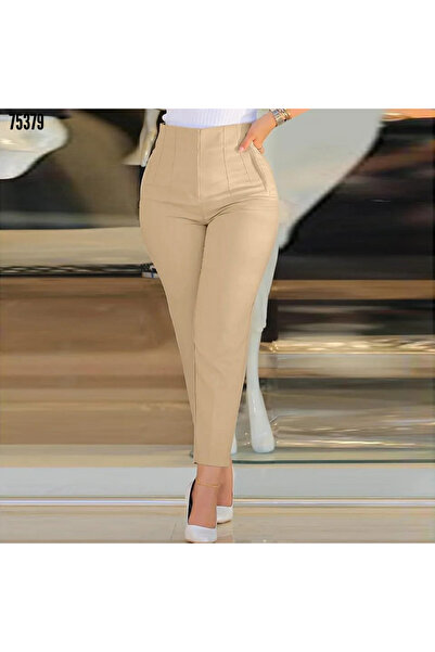 Modayakamoz Yeni Sezon Kadın Slim Fit Krep Pantolon Üste Oturan Bilek Üstü Ke...