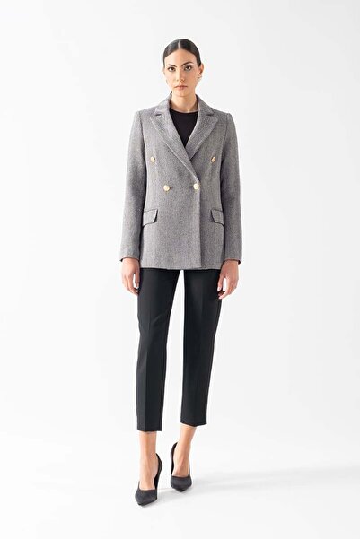 Spazio Drusolina Klasik Yaka Kapaklı Cepli Blazer Ceket SİYAH