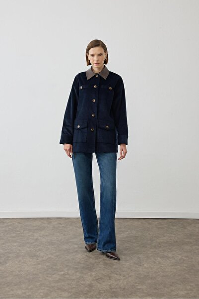 TERZİ DÜKKANI JACHETĂ DE CATIFENAT VELVET ALBASTRU ÎNCHIS