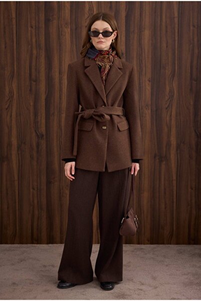 HEQA Blazer Cashmere Coat Brown