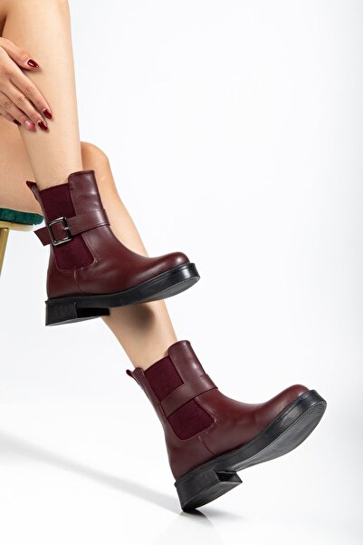 infon shoes creation 02-2004 Bordo Luna Elastic Daily Women's Boots with Buckle Accessories