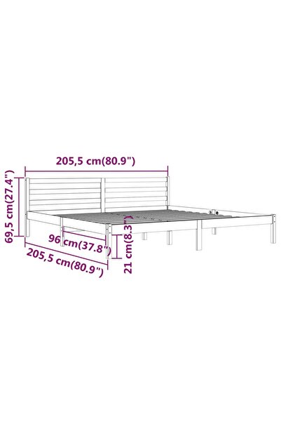 vidaxl Bed Frame without Mattress Solid Wood Pine 200x200cm Grey