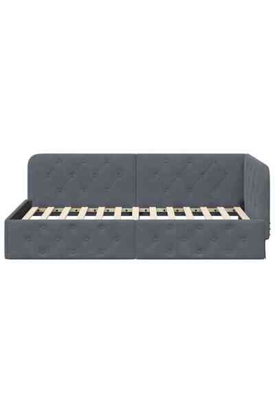 vidaxl Corner Bed Frame with Headboard Dark Grey 90 x 200 cm Velvet
