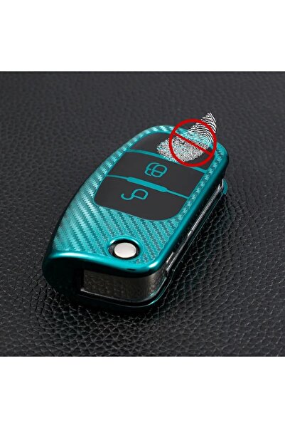 OEM Key cover for Ford Fiesta, Focus 2, Mondeo, S-Max, Galaxy, C-Max - green carbon