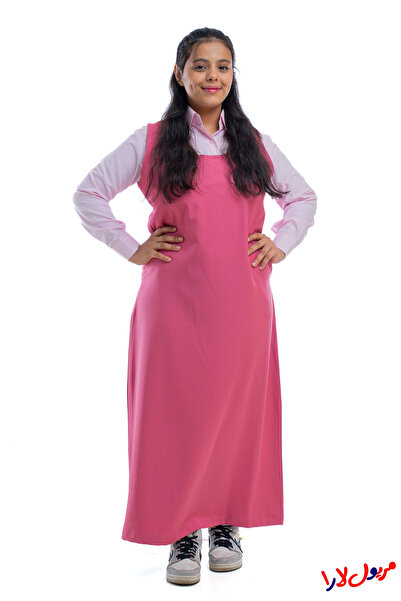 maryool lara مريول وردي بقصة دائرية للرقبة