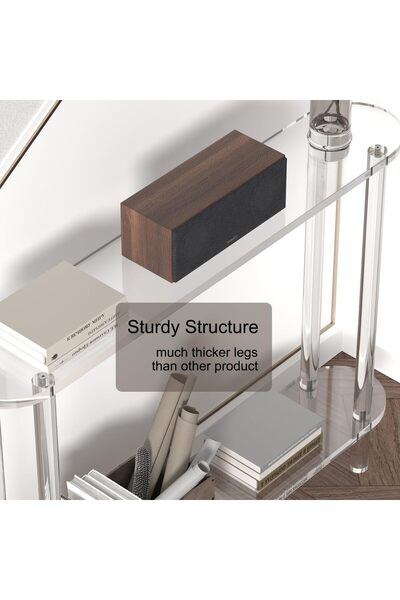Slasa Acrylic Console Table, Narrow Entryway Table, 2-Tier Clear 80cm W x 19.3cm D x 76cm H