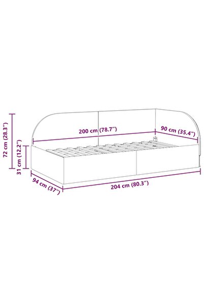 vidaxl Corner Bed Frame with Headboard Dark Grey 90 cm x 200 cm Fabric