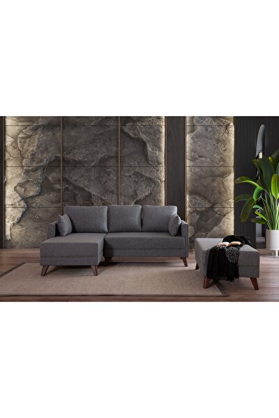 Vivense GLORİA MİNİ KÖŞE KOLTUK, PUFLU, GRİ, SOL KÖŞE