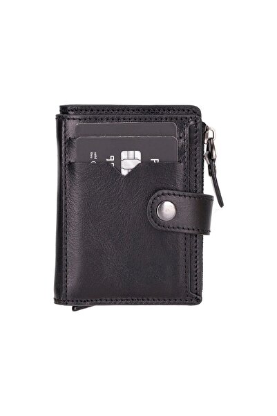 artlab Rhodes Genuine Leather, Handmade, Pop-Up Card Holder Wallet, Glossy Black