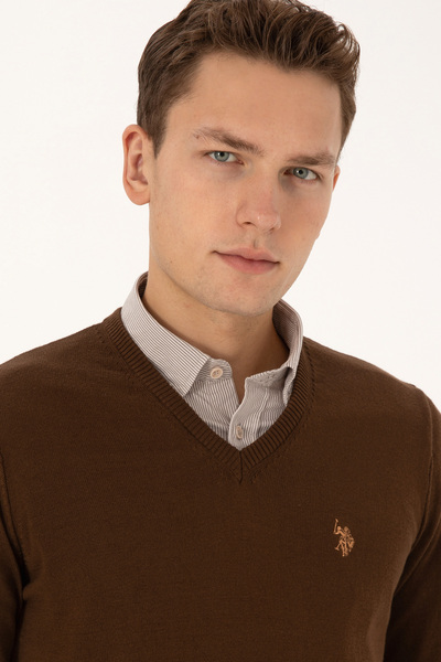 U.S. Polo Assn. Men's Brown Basic Sweater 50313662-Vr029