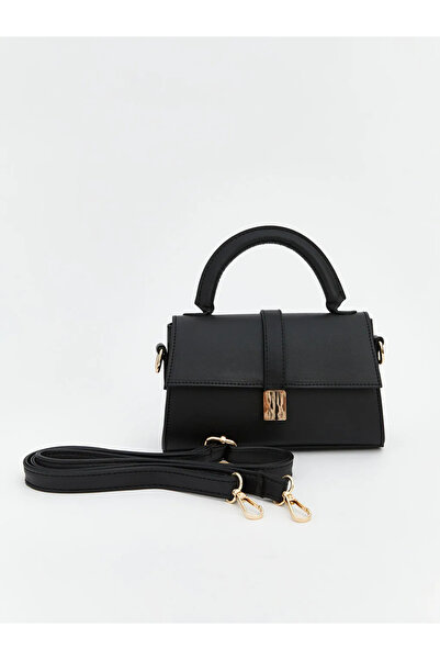 LC Waikiki LCW АКСЕСОАРИ Черна дамска чанта през рамо с подвижна каишка с кожен вид