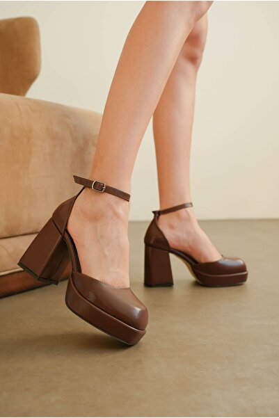 GOFFSHOES Women's Gander Platform Heeled Shoes - Brown-Leather