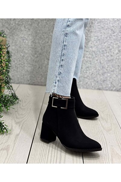 Kocamanlar Ayakkabı Feles buckled classic women's boot - black suede