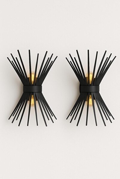 VENON 2 Pieces Hedgehog Wall Sconce Black Metal Wall Lamp with E-27 Base for Bedroom-Headboard-Bathroom
