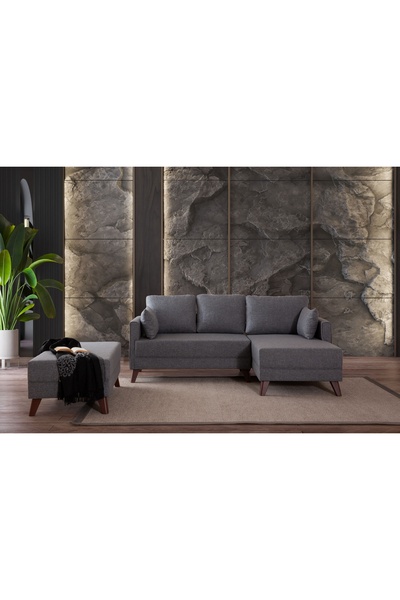 Vivense GLORİA MİNİ KÖŞE KOLTUK, PUFLU, GRİ, SAĞ KÖŞE