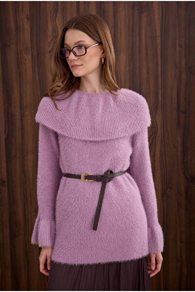 HEQA Collar Detailed Sweater Violet