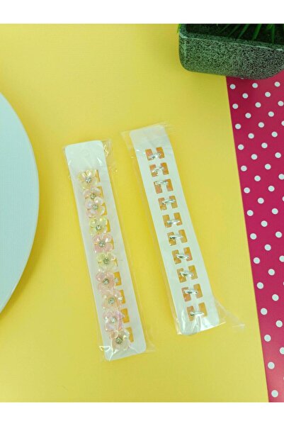 REBORN DESIGN Flower Model Zircon Stone Detailed Pearl Pink 10-Piece Charm Hair Ring